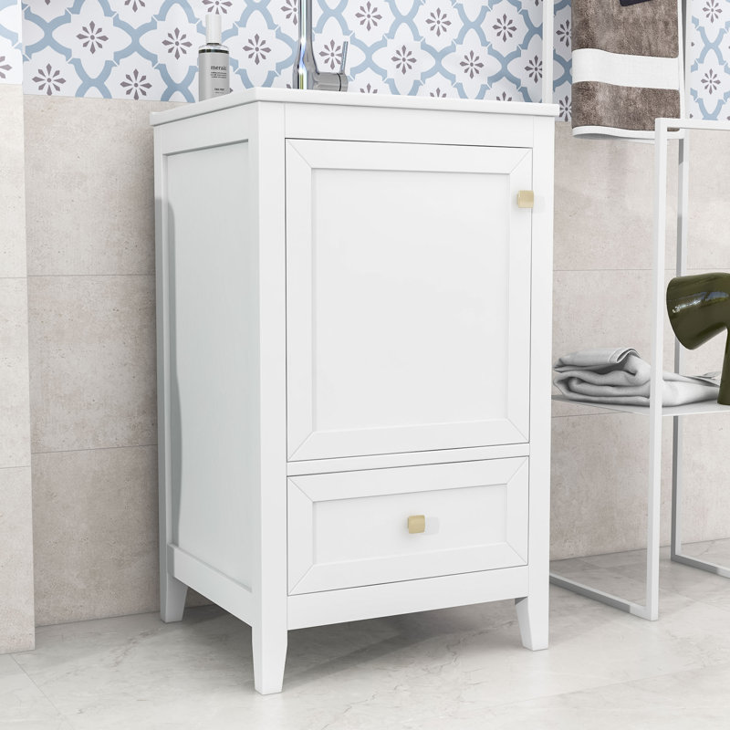 Meuble-lavabo en bois avec lavabo simple et tiroir de rangement, Noir
