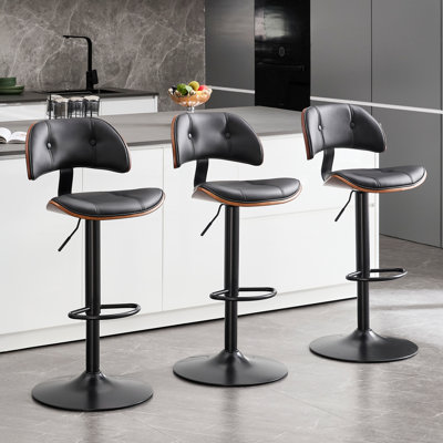 Tabouret de bar pivotant et réglable en hauteur avec repose-pieds