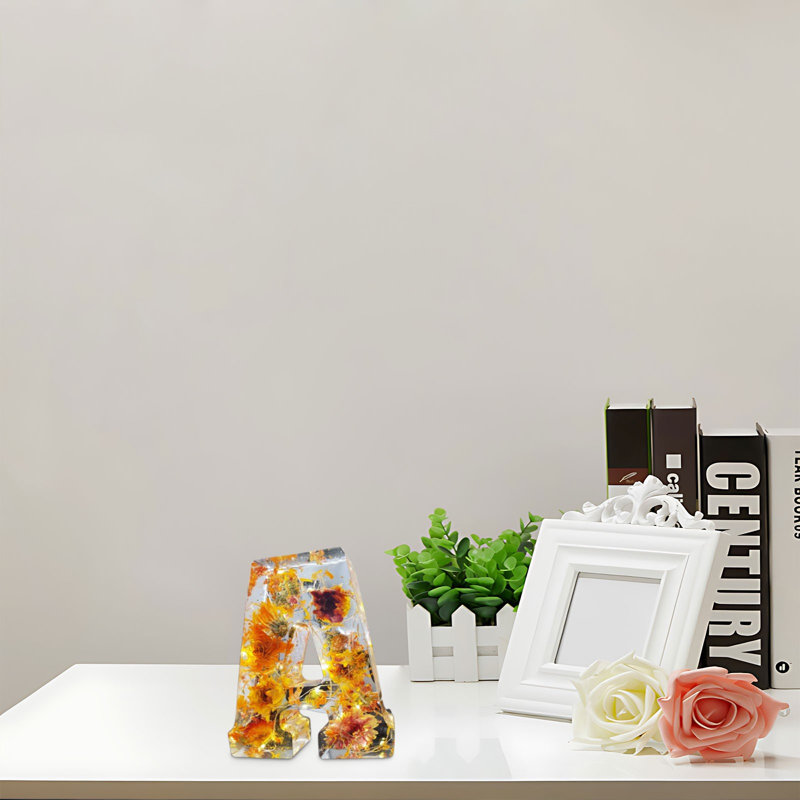 Fleur, veilleuse, fleur, lettre, cadeau de décoration en résine