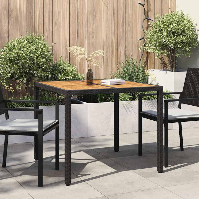 Table de jardin vidaXL en rotin de polyester noir 35,43 x 35,43 x 29,53, H 29,5 po x L 35,4 po x l 35,4 po, Noir