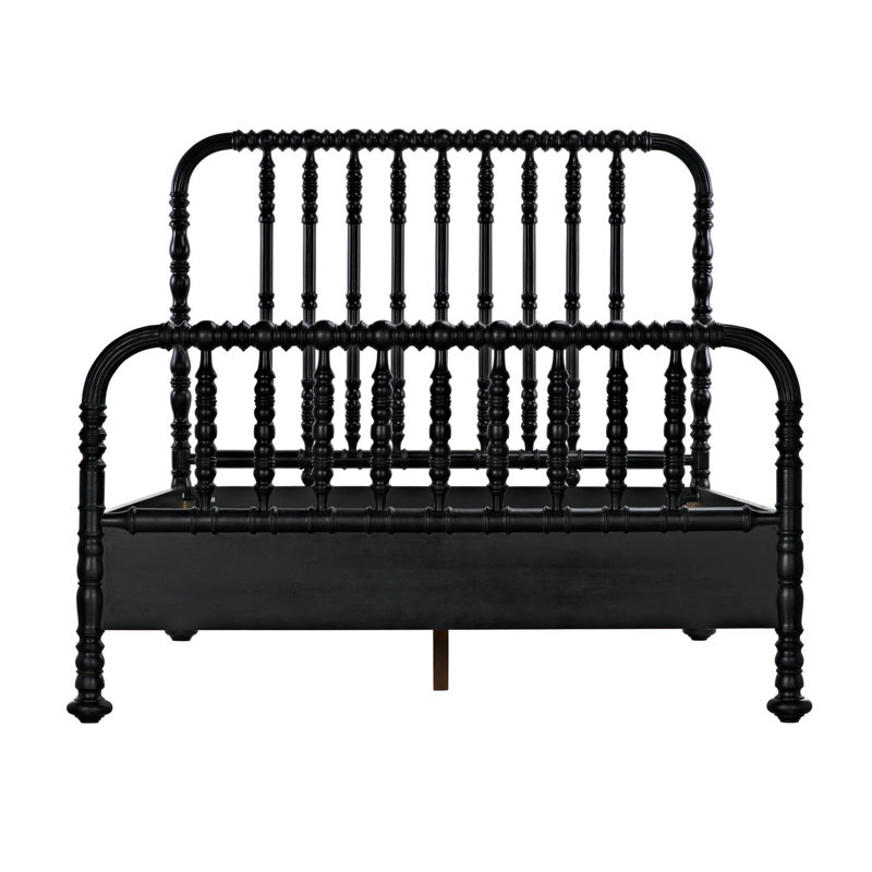 Bachelor Solid Wood Bed, Queen, Hand Rubbed Black