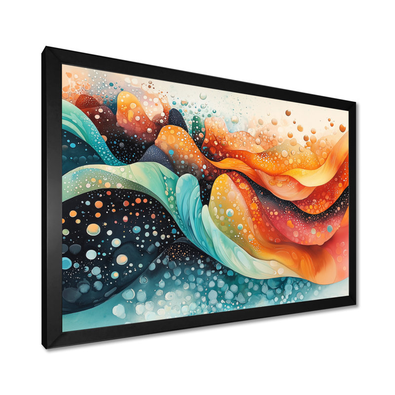 Abstrait flux temporel de couleurs de l'arc-en-ciel I - Art mural abstrait, H 12 po x l 20 po, Cadre simple, Noir