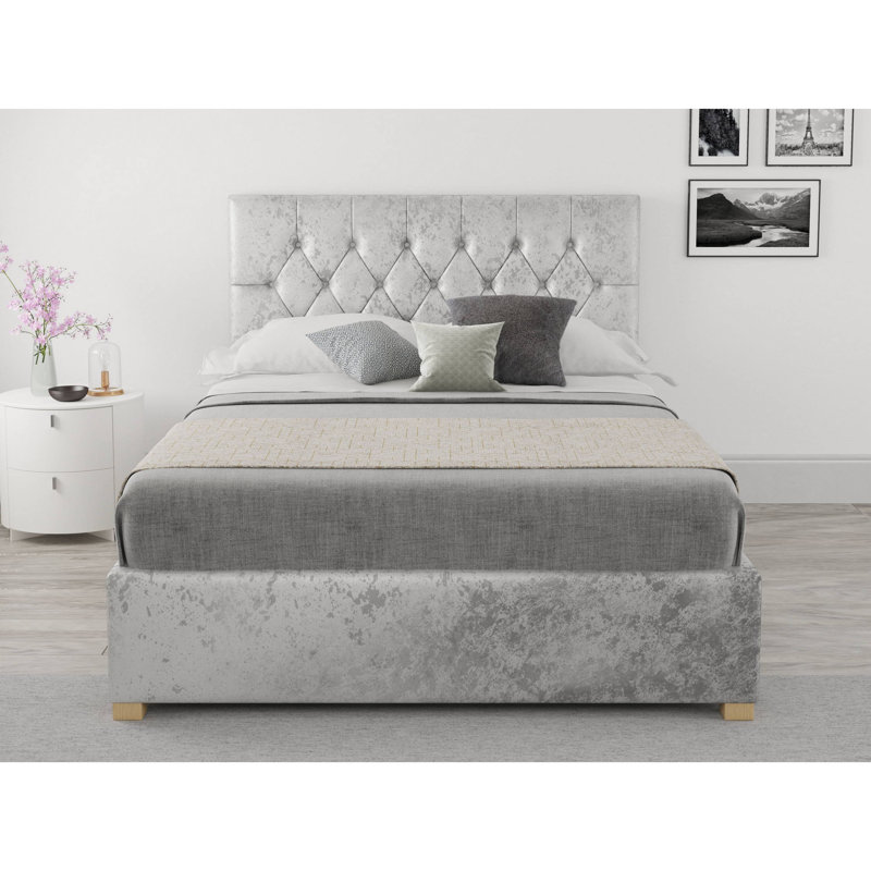 Gerrit Upholstered Ottoman Storage Bed, Silver, Double (4'6)