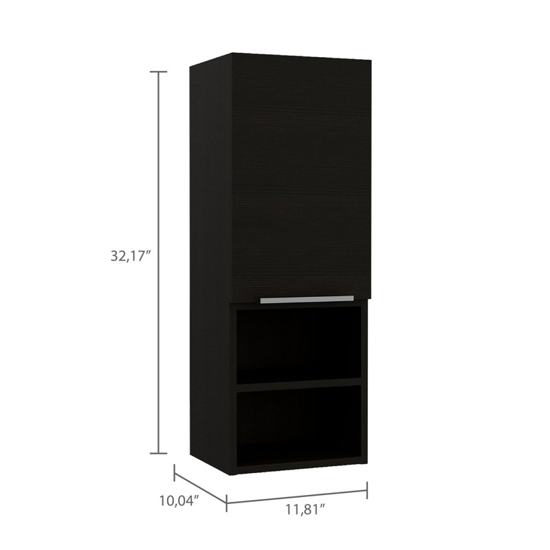 Mila Bathroom Cabinet, Two Interior  Shelves, Two External Shelves, Single Door Cabinet, Black