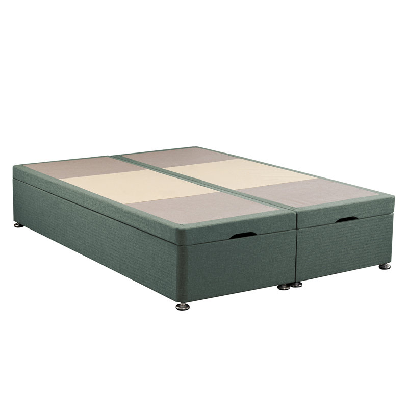Kaliope Bed, Small Double (4'), Tweed Azure, Front Open Ottoman Base