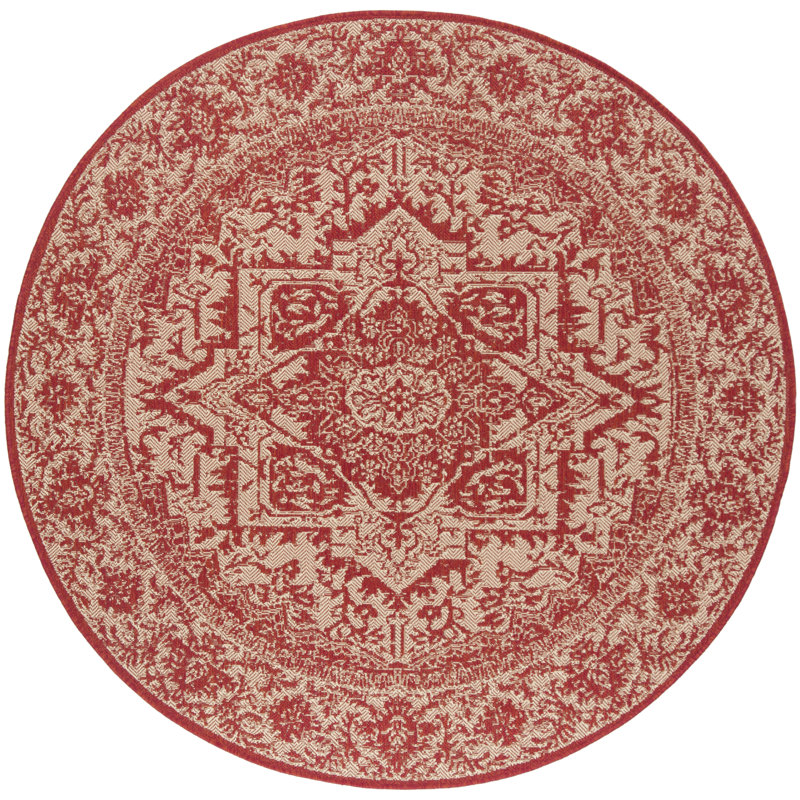 Donivin 100 Performance Oriental Indoor/Outdoor Area Rug, Round 6'7"