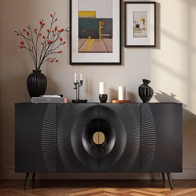 Italian Light Luxury Black Entryway Cabinet
