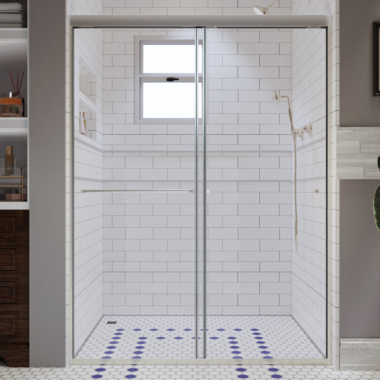 50'' - 54'' W x 72'' H Double Sliding Semi-Frameless Shower Door with SGCC Certified Clear Glass
