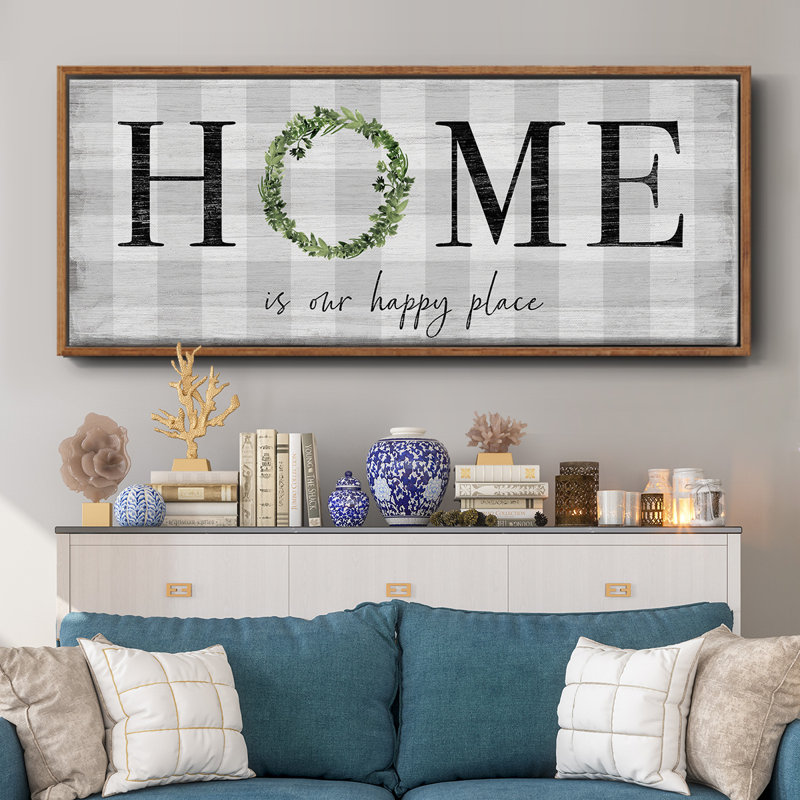 Home is our Happy Place - Toile encadrée, H 20 po x l 50 po