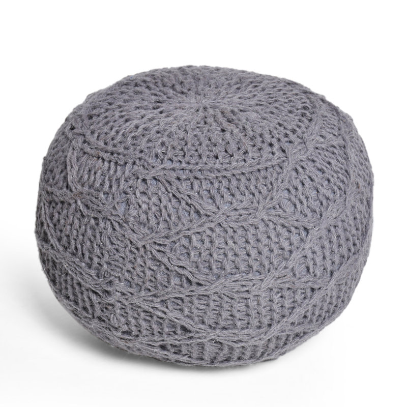 Rudd Upholstered Pouf, Charcoal Wool