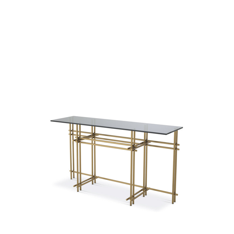 Quinn 52'' W Glass Console Table, Brass