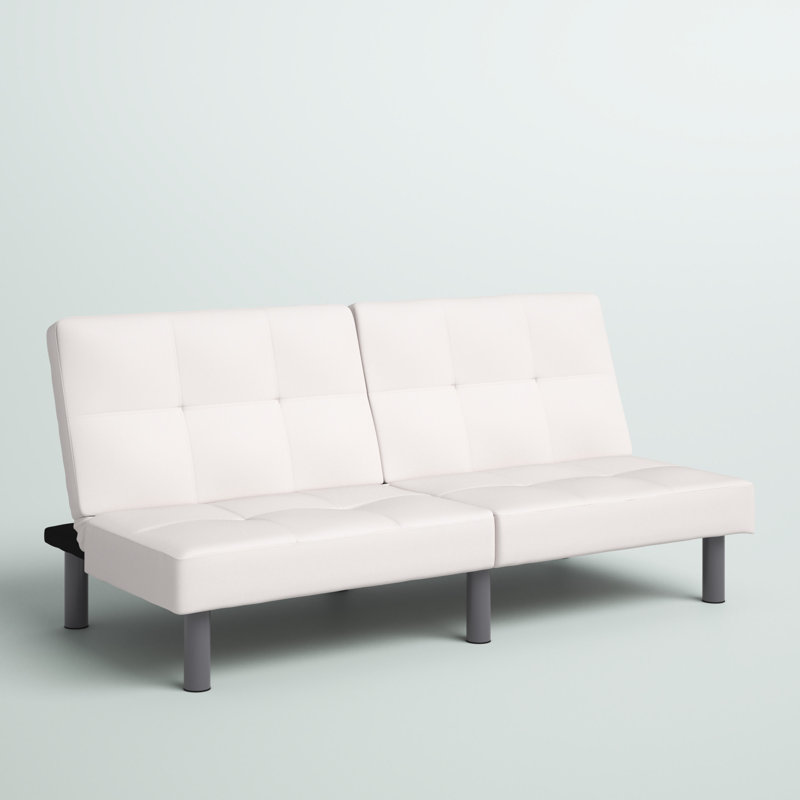 Kailee Twin 71'' Upholstered Convertible Sofa, White Polyester Blend