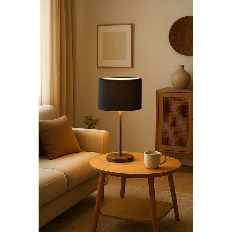 Linen Drum Lamp Shade ( Screw On ), Black, 25cm H x 40cm W x 40cm D