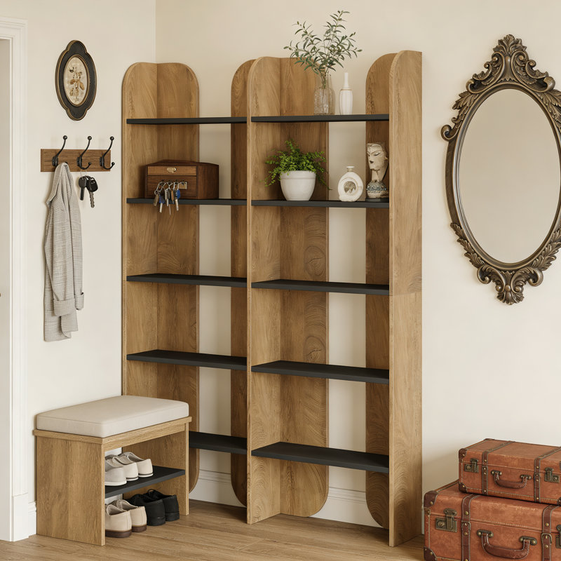 Bibliothèque de rangement à cadre en bois pour le salon
