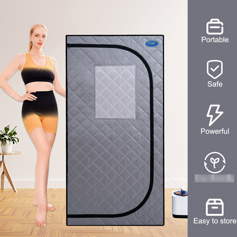 Portable Steam Tent Grey Mini Plus - Personal Spa With Generator, Remote. Easy Install. Rapid Heating. & Ul . Thermal Insulation. Waterproof. 360 Jets. 9 Gear Options. Improve Body Balance Home