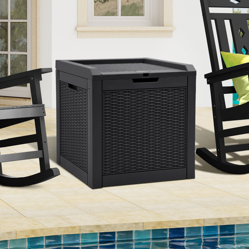 Edrosie Inc 22'' W 32 Gallons Water Resistant Resin Lockable Deck Box, Black