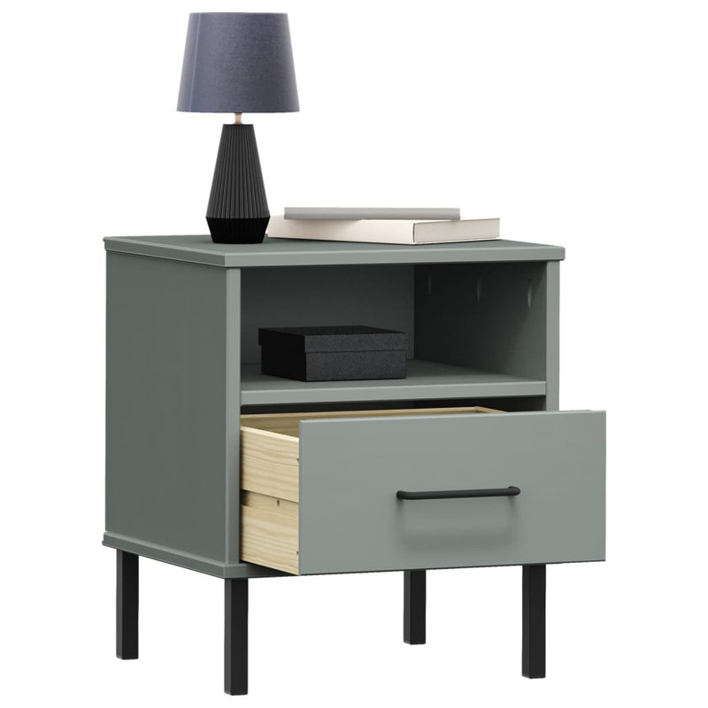 Panzino 40cm W Metal Bedside Table, Grey