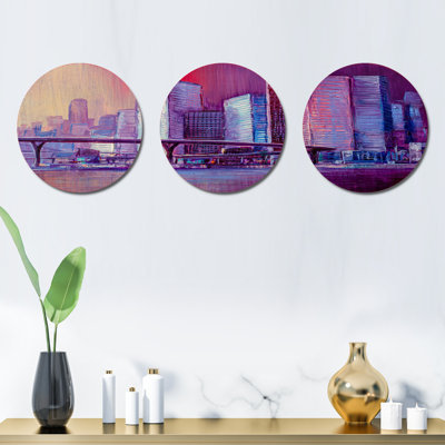 Ensemble de 3 décorations murales paysage urbain futuriste