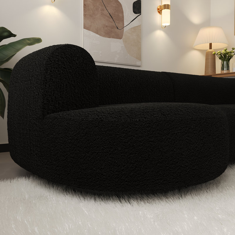 Canapé modulaire incurvé 110 po, modulaire avec 4 coussins décoratifs pour le salon, Méridienne orientée à gauche, Noir