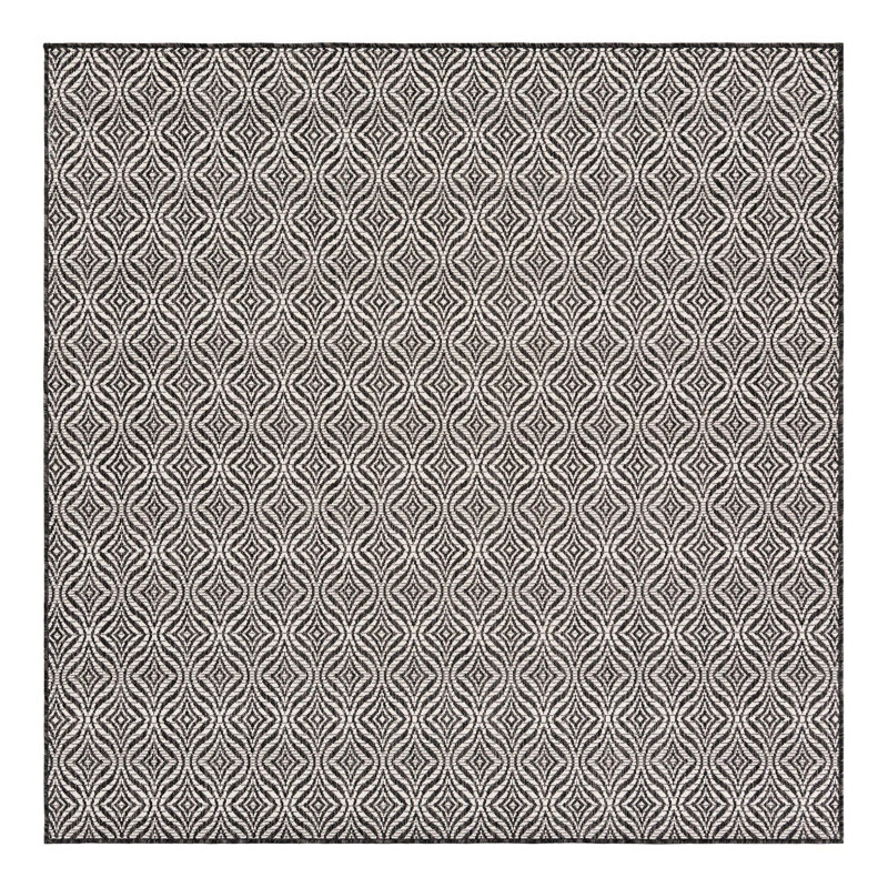 Tapis gris anthracite / ivoire Alishba, Carré 6 pi 1 po