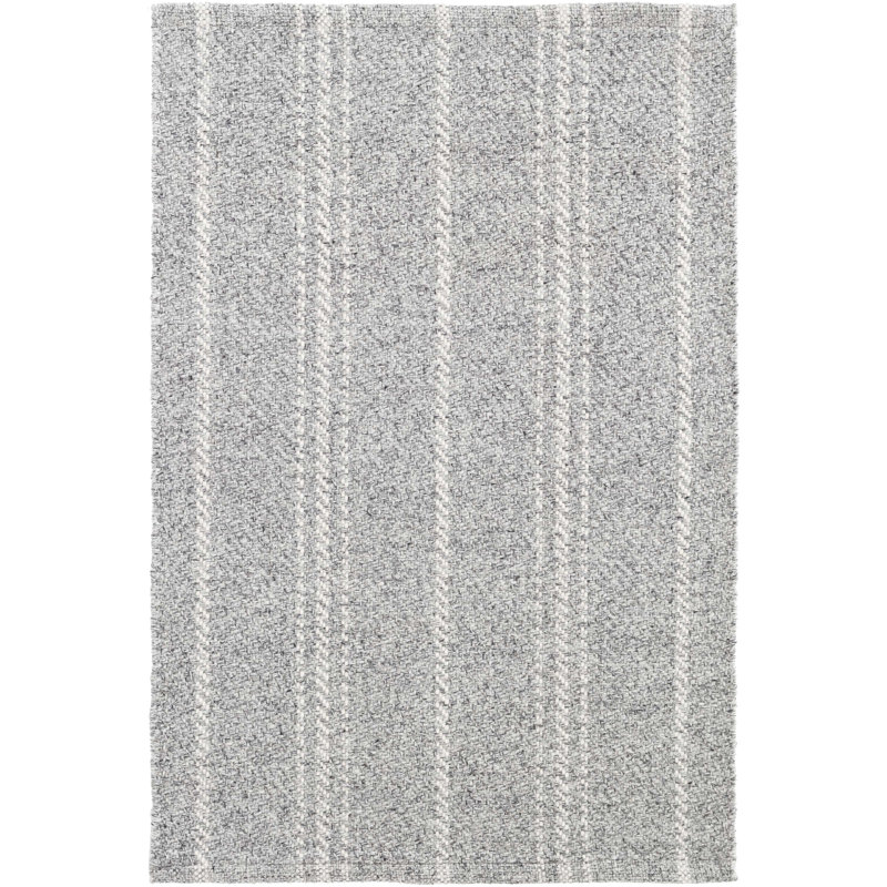 Melange Stripe Grey/Ivory Handwoven Indoor/Outdoor Rug, Rectangle 5' x 8'