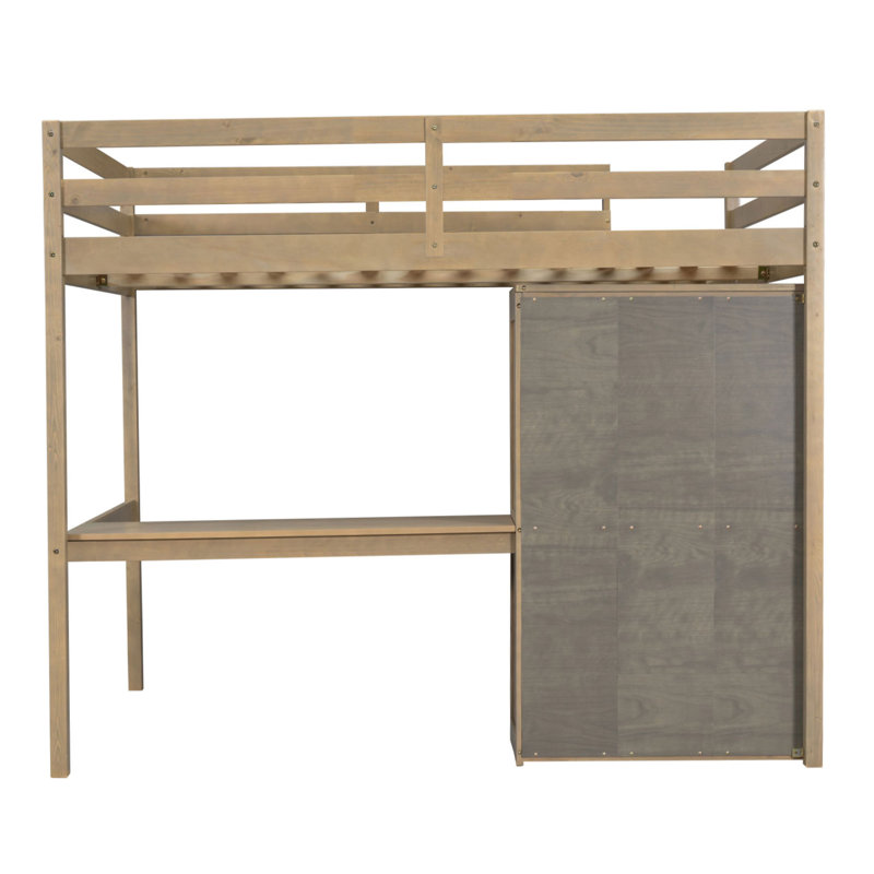 Lit mezzanine en bois avec garde-robe intégré