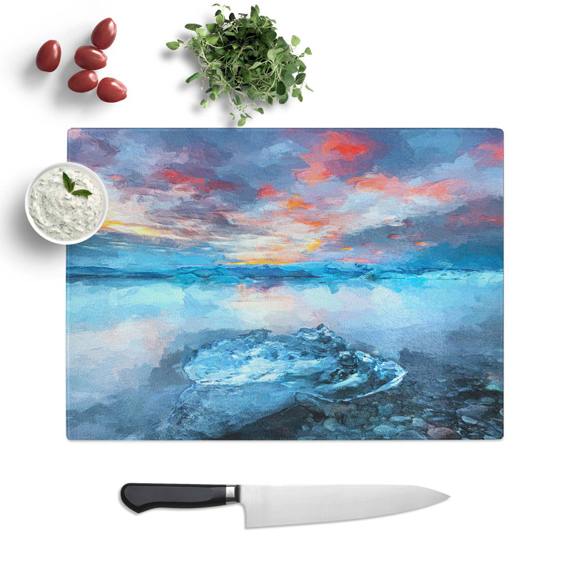 Glass Iceland View in Abstract Chopping Board, 28.5 cm W x 20 cm L