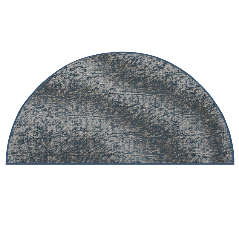 Half Round Blue Synthetic Stain-Resistant Kids Rug