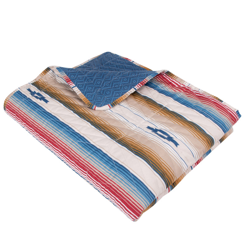 Sapphire and Red Southwestern Reversible Cotton Throw Blanket