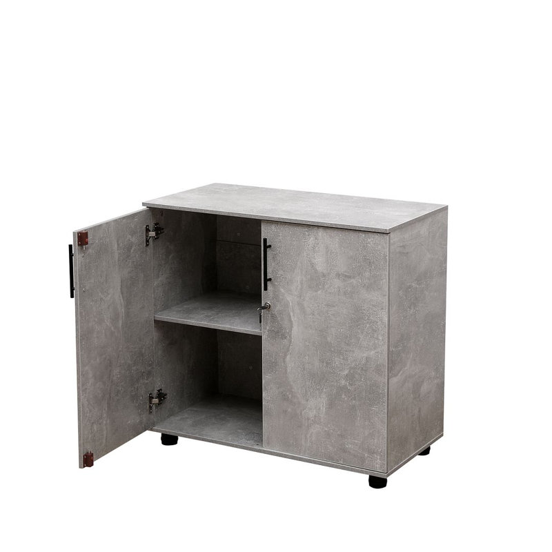 Lancaster 31.5”W Lockable Storage Cabinet with Adjustable Shelf & Leveling Feet — 2-Door Utility Cupboard for Home Office, Pantry, Laundry, Mudroom & Garage (Desk-Height 29.5”H)