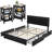 Storage Bed With 4 Drawers And 3-Tier Nightstand Bedroom Set Platform Velvet Bed With Under-Bed Storage, Modern Upholstered Bed Set-1817401148-1817401149