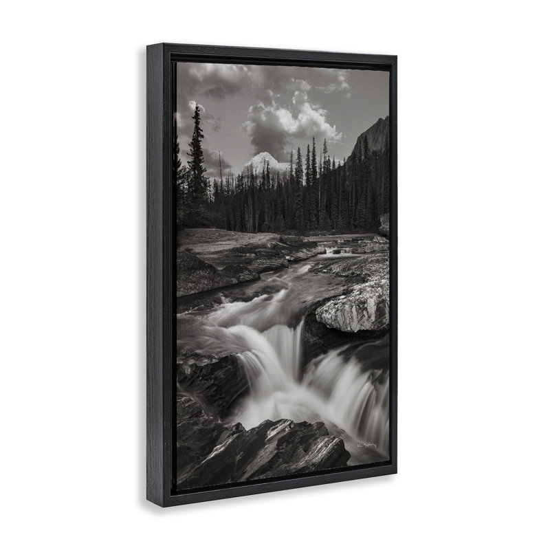 Toile flottante encadrée «Rocky Splashing River» par Alan Majchrowicz, H 25 po x l 17 po, Cadre flottant noir de jais