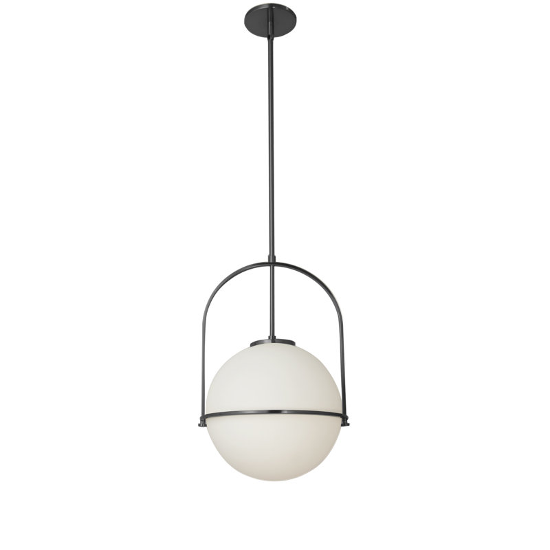 Luminaire suspendu incandescent 1 lumière Paola, Noir mat, H 17 po x l 11,5 po x P 11,5 po