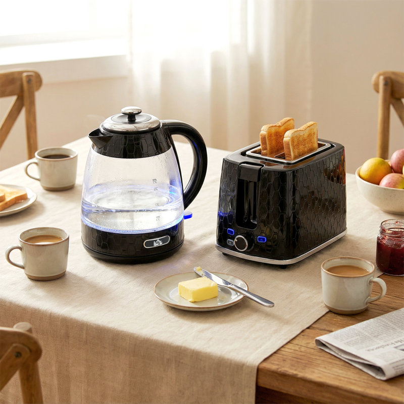 Kettle and Toaster Set, Black