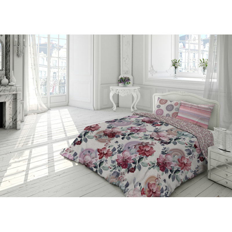 Ensemble de housse de couette en coton 3 pièces Gouchee Home Carmela, Housse de couette grand + 2 grandes taies décorat