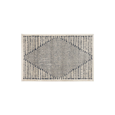 Modern Cream And Black Geometric Area Rug