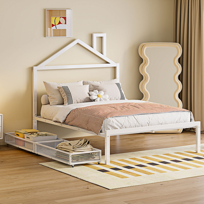 Lit plateforme 62,20 po, Blanc, Lit double