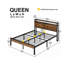 Structure de lit plateforme en métal avec tête de lit et pied de lit en bois avec doublure USB, aucun sommier nécessaire, grand rangement sous le lit, assemblage facile-525283983