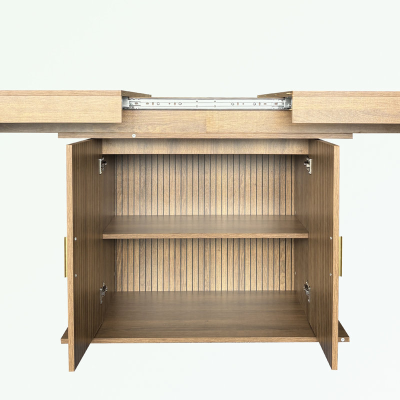Expandable dining table with storage cabinet