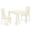 Ensemble de table et chaises de cuisine 3 pièces pour petits espaces, comprenant une table carrée et 2 chaises de salle à manger rembourrées en lin blanc, 91 x 91 cm (36 x 36 pouces).-1883504725-1984499706-1984499711