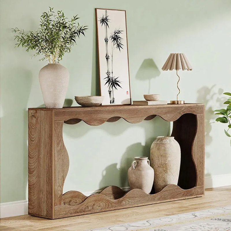 63"l×11.8"d×33.46"h Farmhouse Console Table , Living Room/behind Couch Home Decor, Brown Wood