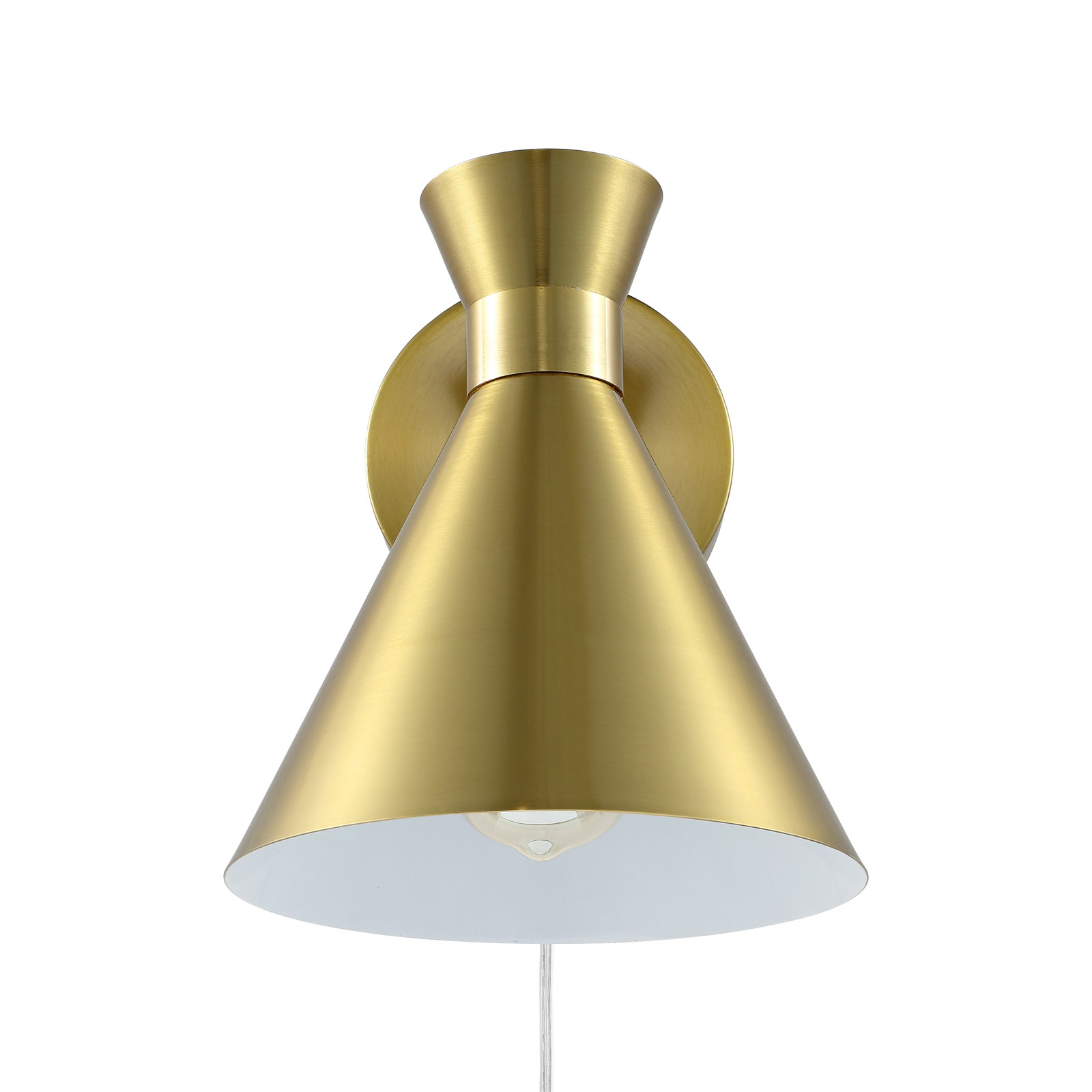 Puliafico Single Light Dimmable Plug-in Armed Sconce, Brass Gold