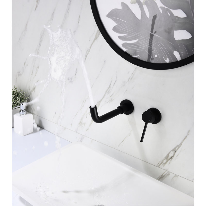 Bathroom Faucet, Wall Mounted, Single Handle, Pop - Up Drain, No Overflow, 360 Degree Spout Shudder, Smooth Aerated Water Flow Channel, Corrosive Material Setup, Easy Installation Steps Plan Non