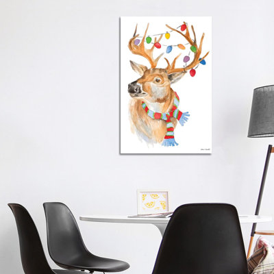Deer With Lights And Scarf by Lanie Loreth - Wrapped Canvas Gallery-Wrapped Canvas