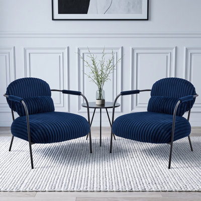 Ensemble de 2 fauteuils d'appoint rembourrés en velours côtelé avec coussin lombaire Aldarondo
