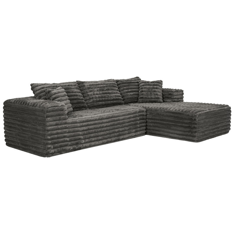 Canapé 2 pièces avec coussin Kustas Boneless, Grey Corduroy