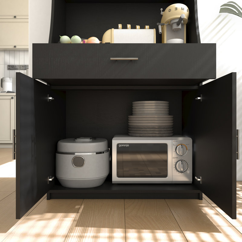Armoire de rangement 71 po avec station de charge, 2 prises et 1 port USB 1Type-C, garde-manger avec 2 armoires, 1 grand tiroir de rangement et 1 grand comptoir