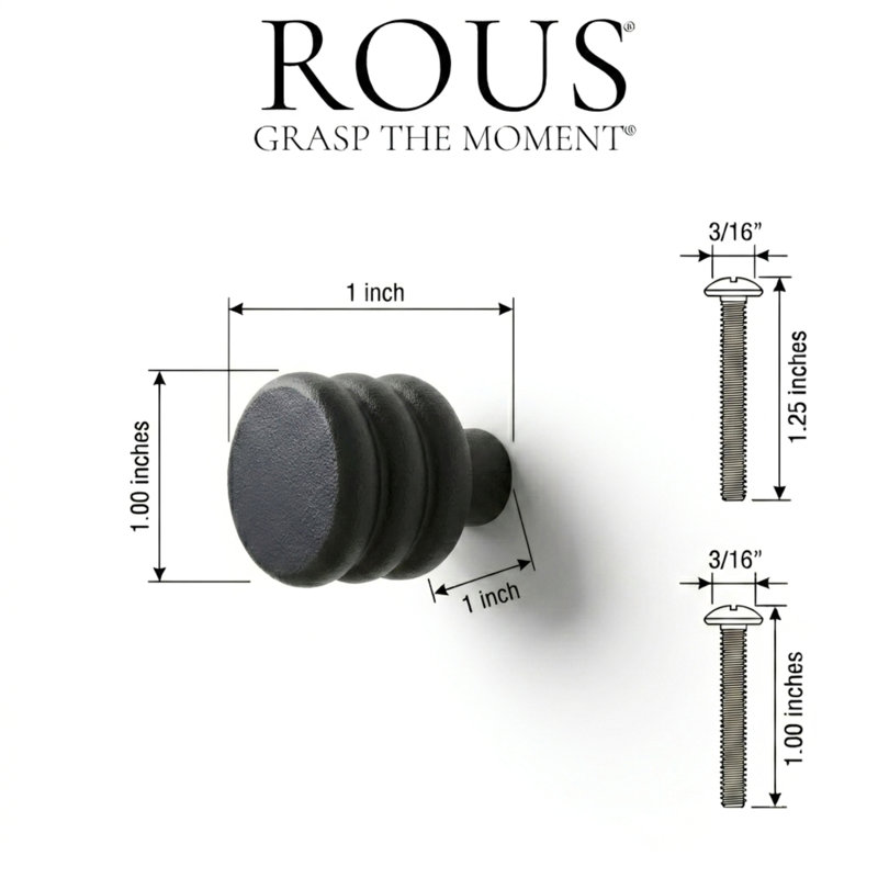 ROUS Hardware Mid-Century Modern Honey Comb Knob, Charcoal (Black)
