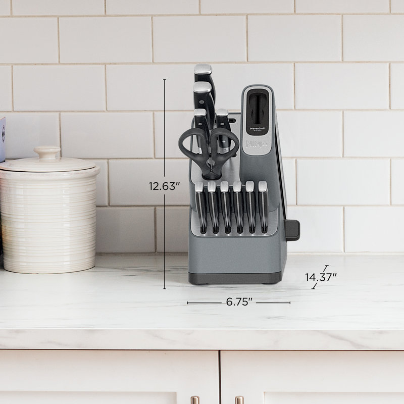Ninja® Foodi® NeverDull Premium Knife System, 12 Piece Knife Block Set with Built-in Sharpener, Stainless Steel Knives, Black