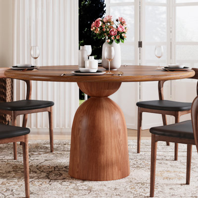 Louree Round Solid Wood Dining Table For Kitchen Dining Room Farmhouse Pedestal Table 4/6/8